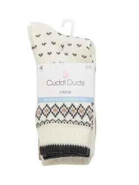 Cuddl Duds Super Soft Crew Cozy Boot Socks 4 Pairs Womens Size 4-10 Tan